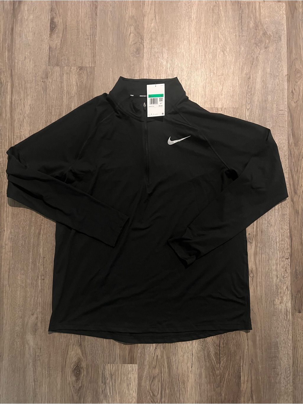 Nike Black Men's Half-Zip Performance Top With Silver Swoosh (Reflective)
